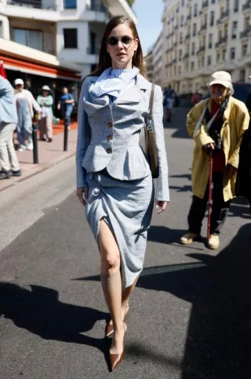 Vivienne Westwood Side Panther Skirt worn by Barbara Palvin in Cannes on May 21, 2025