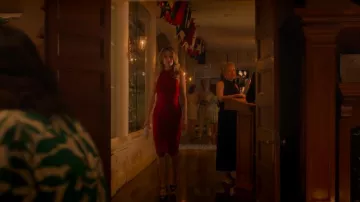 Francesca Miranda Solar Halter Silk Maxi Dress worn by Devon DeWitt (Meghann Fahy) as seen in Sirens (S01E01)