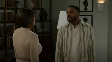 Zara Textured Stripe Jacket worn by  Andre Richardson(Sean Freeman) as seen in Beyond the Gates (S01E52)