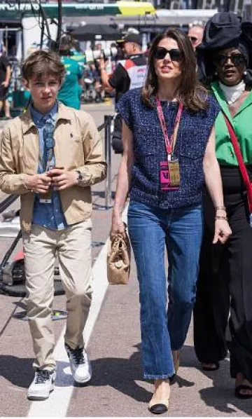 Chanel Slingbacks Goatskin & Grosgrain Beige & Black worn by Charlotte Casiraghi at  F1 Grand Prix of Monaco Qualifying on May 24, 2025