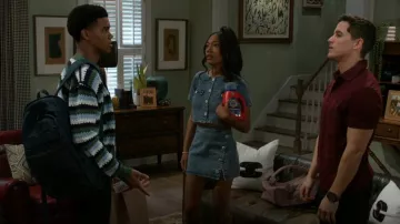 GB Coordinating Denim Mini Skirt worn by Samantha Richardson (Najah Jackson) as seen in Beyond the Gates (S01E52)