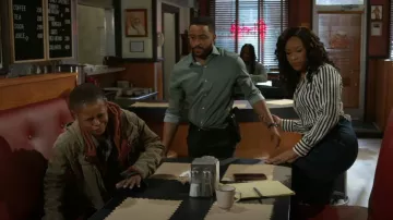 Mango Stripe Button Front Shirt worn by Naomi Hamilton Hawthorn (Arielle Prepetit) as seen in Beyond the Gates (S01E52)