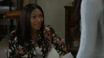 Avec Les Filles Cotton Cropped Printed Jacket worn by Jessica (Camryn Jade) as seen in Beyond the Gates (S01E60)