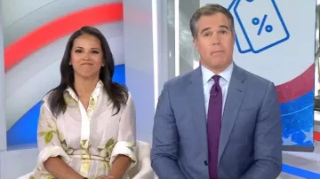 Zimmermann Harmony Floral Print Pleated Long Sleeve Linen & Silk Shirtdress worn by Laura Jarrett as seen in Today on May 26, 2025