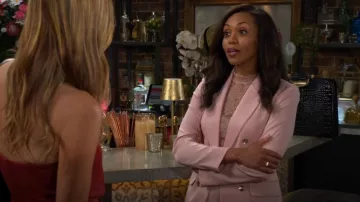 Generation Love Marielle Lace Top worn by Amanda Sinclair ( Mishael Morgan) as seen in The Young and the Restless on May 16, 2025
