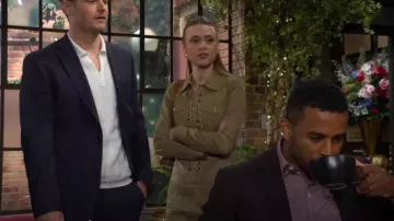 Michael Kors Stretch Organic Cotton Lace-Up Dress worn by Claire Grace ( Hayley Erin) as seen in The Young and the Restless on May 22, 2025