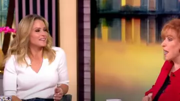 Veronica Beard Emily Ribbed Polo Top worn by Sara Haines as seen in The View on May 27, 2025