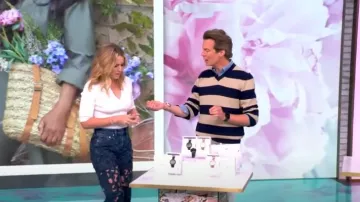 Rag and Bone Logan Floral Cutout Mid Rise Wide Leg Jeans worn by Sara Haines as seen in The View on May 27, 2025