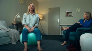 Frame Striped Cotton Shirt worn by Evelyn Jones (Asher Keddie) as seen in Strife (S02E03)
