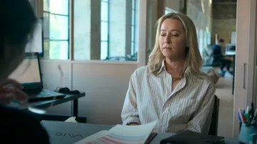 Jigsaw Cotton Poplin Stripe Shirt worn by Evelyn Jones (Asher Keddie) as seen in Strife (S02E04)