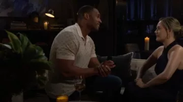 Wax London Sanza Geo Jacquard Wool Polo worn by Carter Walton (Lawrence Saint-Victor) as seen in The Bold and the Beautiful on May 20, 2025