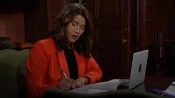 Karl Lagerfeld Paris Compression Suiting Jacket worn by Steffy Forrester ( Jacqueline MacInnes Wood) as seen in The Bold and the Beautiful on May 21, 2025