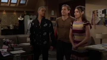 Ulla Johnson Eios Pleated Knit Skirt in Sundown worn by Electra Forrester (Laneya Grace) as seen in The Bold and the Beautiful on May 21, 2025