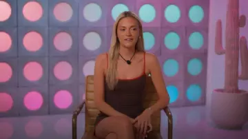 Zara Brown Contrasting Bodycon Mini Dress worn by Kelsey Tomlin as seen in Sneaky Links: Dating After Dark (S01E10)