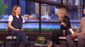 Bottega Veneta Wool Drill Vest worn by Julianne Moore as seen in LIVE with Kelly and Mark on May 28, 2025