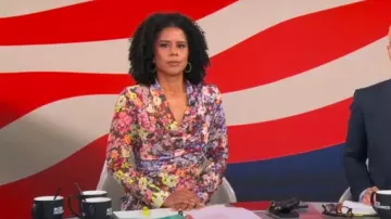 Robe Amanda Uprichard Salvador portée par Adriana Diaz vue dans CBS Mornings le 26 mai 2025