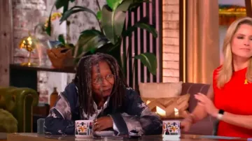 R13 Black Shredded Seam Drop Neck Shirt worn by Whoopi Goldberg as seen in The View on May 28, 2025