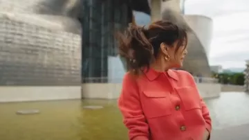 Sézane Betty Cardigan Tangerine worn by Eva Longoria as seen in Eva Longoria: Searching for Spain (S01E04)