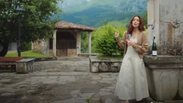Staud Wells Midi Dress worn by Eva Longoria as seen in Eva Longoria: Searching for Spain (S01E04)