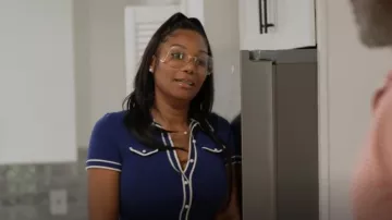 Alice + Olivia Marlena Button Front Polo worn by Angela Oakley as seen in The Real Housewives of Atlanta (S16E12)