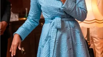 Blue Coat worn by Antoinette Dunkerson (Terri J. Vaughn) in She the People (S01E00)