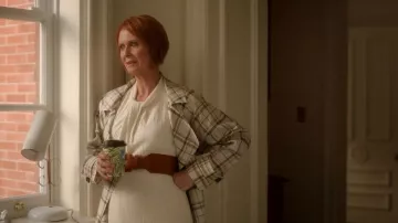 Loro Piana Bille Checked Belted Linen Trench Coat worn by Miranda Hobbes (Cynthia Nixon) as seen in And Just Like That… (S03E01)