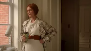 Loro Piana Bille Checked Belted Linen Trench Coat worn by Miranda Hobbes (Cynthia Nixon) as seen in And Just Like That… (S03E01)
