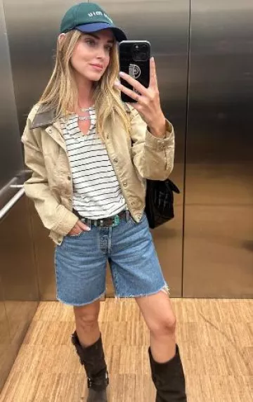 Baggio Jewels Italic Necklace worn by Chiara Ferragni on her Instagram p Story post on May 26, 2025
