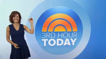 Robe sans manches à volants en laine Ann Taylor portée par Stephanie Ruhle comme on le voit dans Today le 28 mai 2025