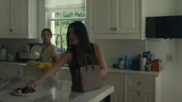 Hermes Taupe Leather Kelly Bag. worn by Sam (Olivia Munn) as seen in Your Friends & Neighbors (S01E09)