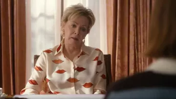 Victoria Beckham Lips Printed Blouse worn by Deborah Vance (Jean Smart) as seen in Hacks (S04E10)