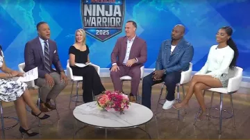 Cinq a Sept Anya Bouclé Zoe Tweed Shorts usados por Zuri Hall como se ve en Today el 30 de mayo de 2025