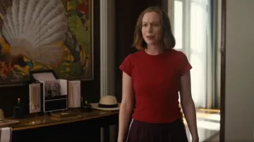 The Row Red Cotton and Silk T Shirt worn by Ava (Hannah Einbinder) as seen in Hacks (S04E10)
