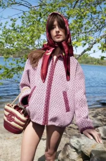 Gucci Diamond Cotton Boucle Zip Jacket worn by Daisy Edgar-Jones at W Magazine post on May 31, 2025