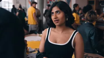 Mango Black Contrast Trim Tank Top worn by Issa (Amita Rao) as seen in Adults (S01E01)