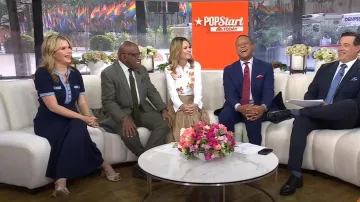Sandro Knit and Denim Maxi Dress worn by Jenna Bush Hager as seen in Today on June 2, 2025