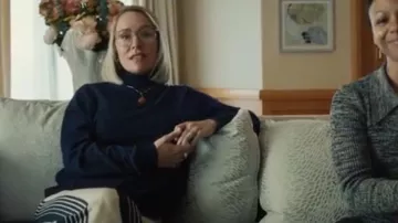 Fate & Becker Heartstopper Pant in Navy Stripe worn by Sweetpea Golightly (Miriam Petche) as seen in Industry (S03E03)