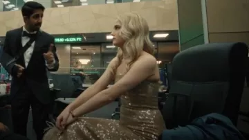 16arlington Minelli Feather-Trimmed Sequin Dress worn by Sweetpea Golightly (Miriam Petche) as seen in Industry (S03E07)
