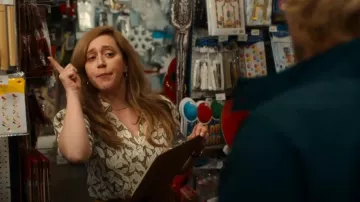 Saks Fifth Avenue Floral Puff Sleeve Linen Shirt worn by Elena (Mariana Treviño) as seen in Stick (S01E01)