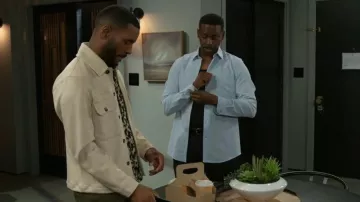 Zara Faux Suede Overshirt in Sand worn by Andre Richardson (Sean Freeman) as seen in Beyond the Gates (S01E63)
