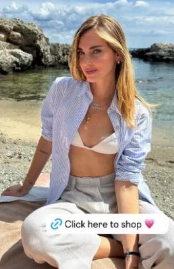 Pantalon Max Martini Milano Natural Color porté par Chiara Ferragni sur sa Story Instagram le 4 juin 2025