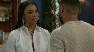 Zara Fitted Poplin Shirt worn by Chelsea Hamilton (Rhonnirose Mantilla) as seen in Beyond the Gates (S01E64)