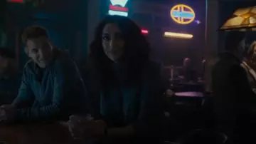 Smythe Blazer Pinstripe worn by Evelyn (Necar Zadegan) as seen in Mayor of Kingstown (S03E07)
