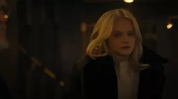 Design History Feather Trim Rib Knit Sweater worn by Iris (Emma Laird) as seen in Mayor of Kingstown (S03E10)