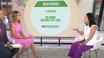 Pantalon Reiss Fluid Flare porté par Vicky Nguyen comme on le voit dans Today le 4 juin 2025