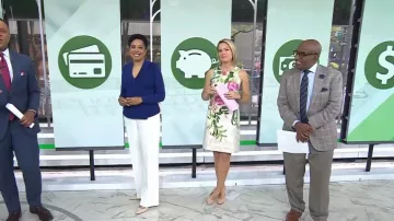 Eliza J Placed Vestido de línea A elástico con estampado floral usado por Dylan Dreyer como se ve en Hoy el 4 de junio de 2025