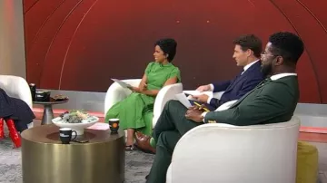 3.1 Phillip Lim Side Tie Flare Dress worn by Adriana Díaz as seen in CBS Mornings on June 4, 2025