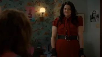 Unique Vintage Hell Bunny Millie Dress in Red worn by Silver (Katelyn Wells) as seen in Ginny & Georgia (S03E01)