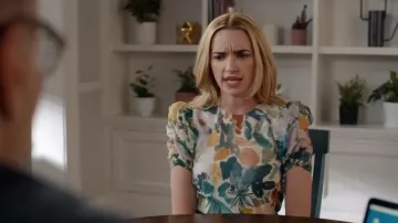 Ted Baker Oasia Puff Sleeve Top worn by Georgia Miller (Brianne Howey) as seen in Ginny & Georgia (S03E03)