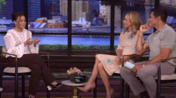 Tory Burch White Jersey Ruffle Blouse worn by Antonia Gentry as seen in LIVE with Kelly and Mark on June 5, 2025